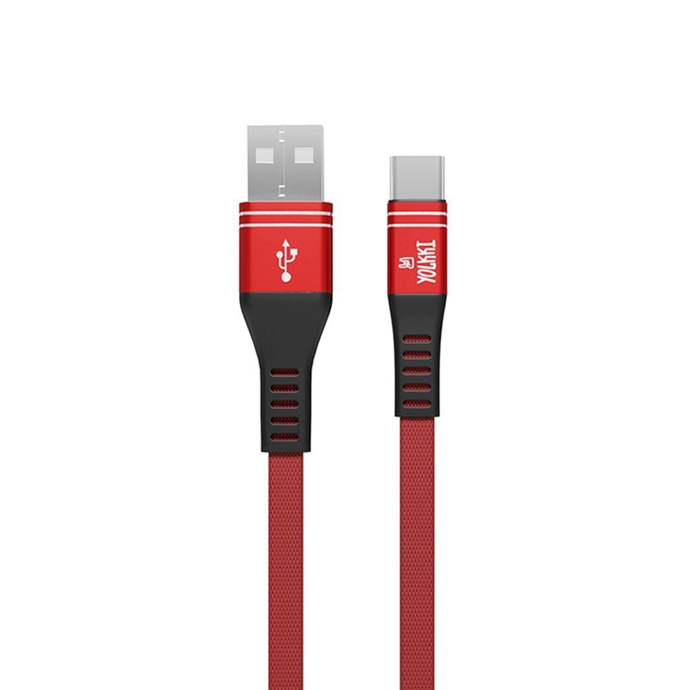 Кабель USB - TYPE-C YOLKKI Pro 06 NEW box красный (1м) /max 2,1A/