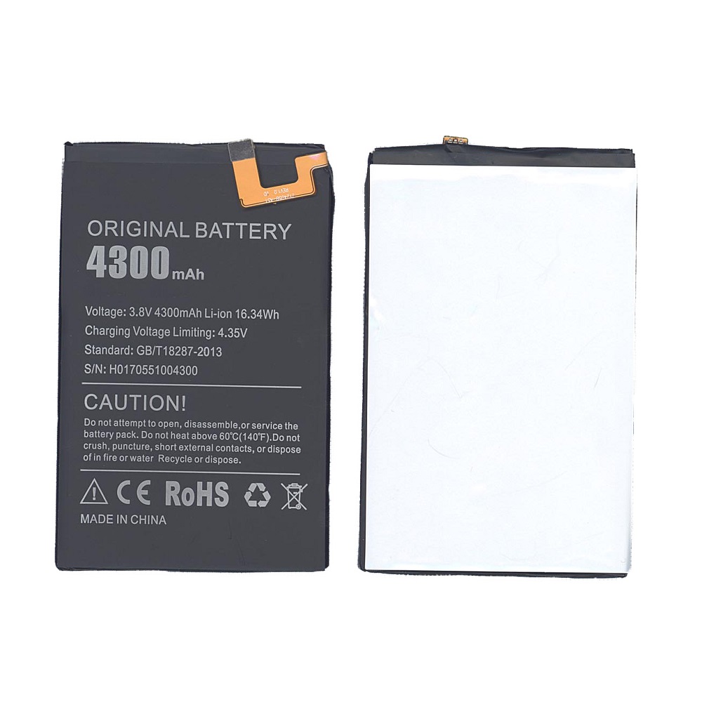 Аккумуляторная батарея BAT16514300 для Doogee Y6 Max 4300mAh 3,8V