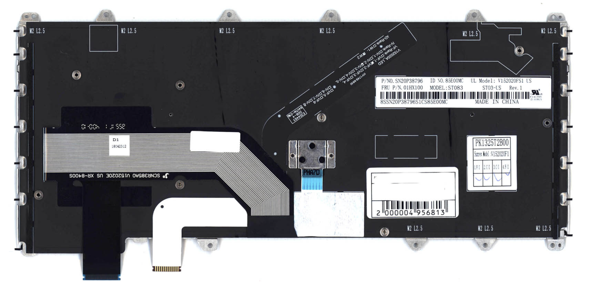 Клавиатура Lenovo ThinkPad Yoga 260 с серебристой рамкой, OEM