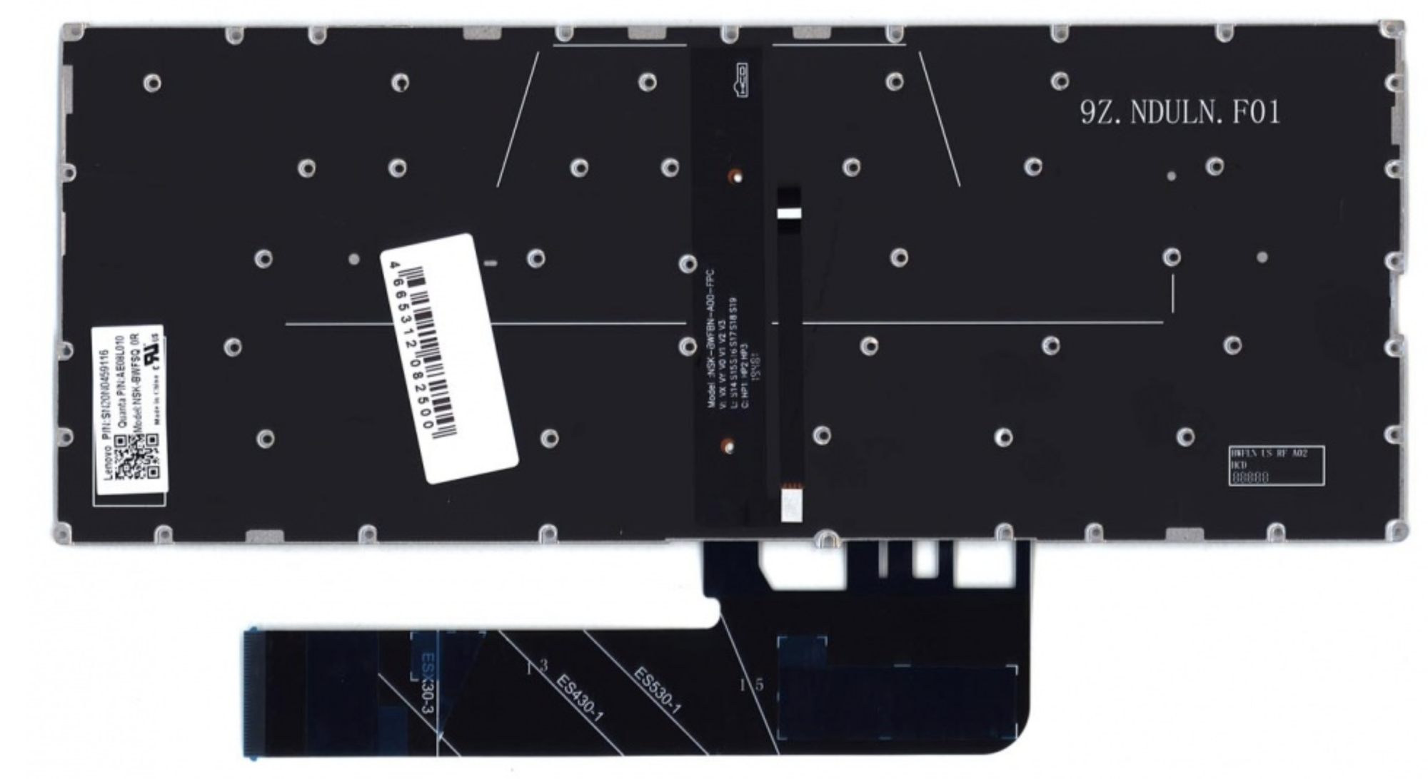 Клавиатура Lenovo Yoga 530-14ARR серебристая, с подсветкой, OEM